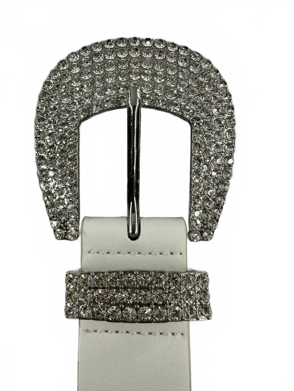White Rhinestone Buckle Belt